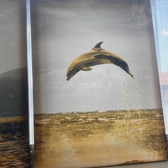 Golden Dolphins and Ship Wall Art - Picture 5 of 6